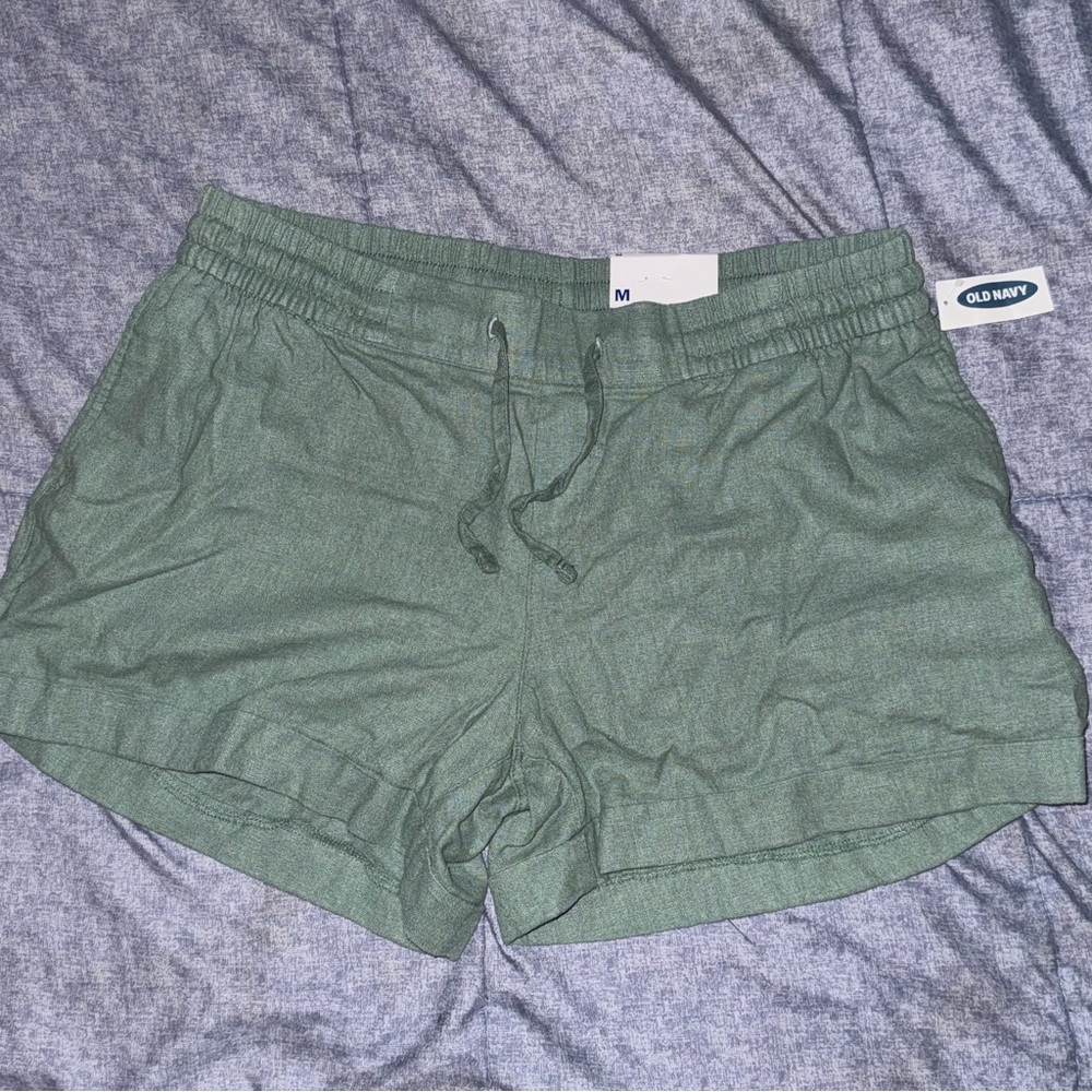 Old Navy Linen Blend Mid-Rise Shorts - Green